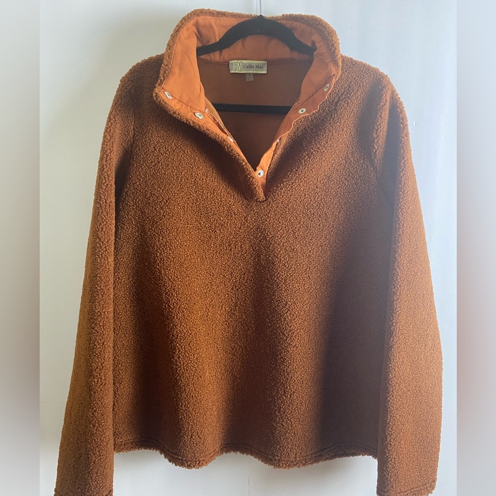 CALLIE MAC PULLOVER FLEECE FOR MEN IN BURNT ORANGE SIZE L.